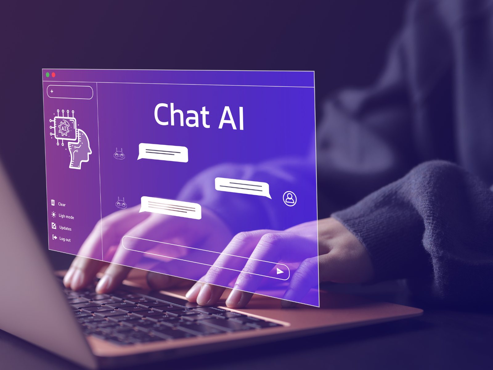 Person using AI chatbot interface on laptop for building data queries